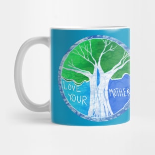 Love Your Mother Earth Batik like landscape Mug